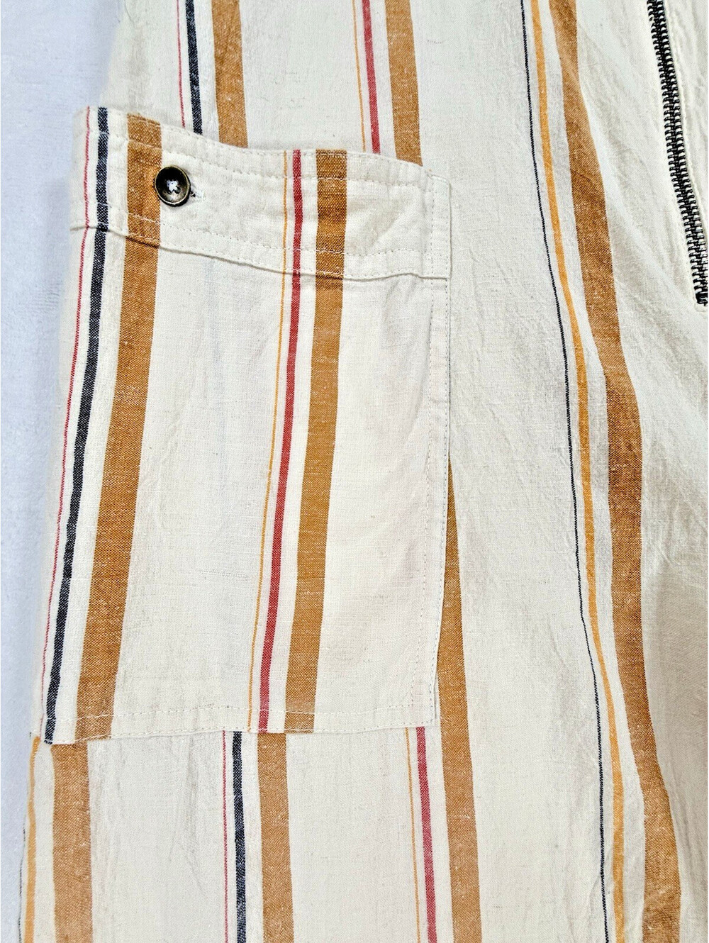 Billabong Light The Night Overalls Womens M Striped Utility Bib Jumpsuit Zip - Picture 5 of 14